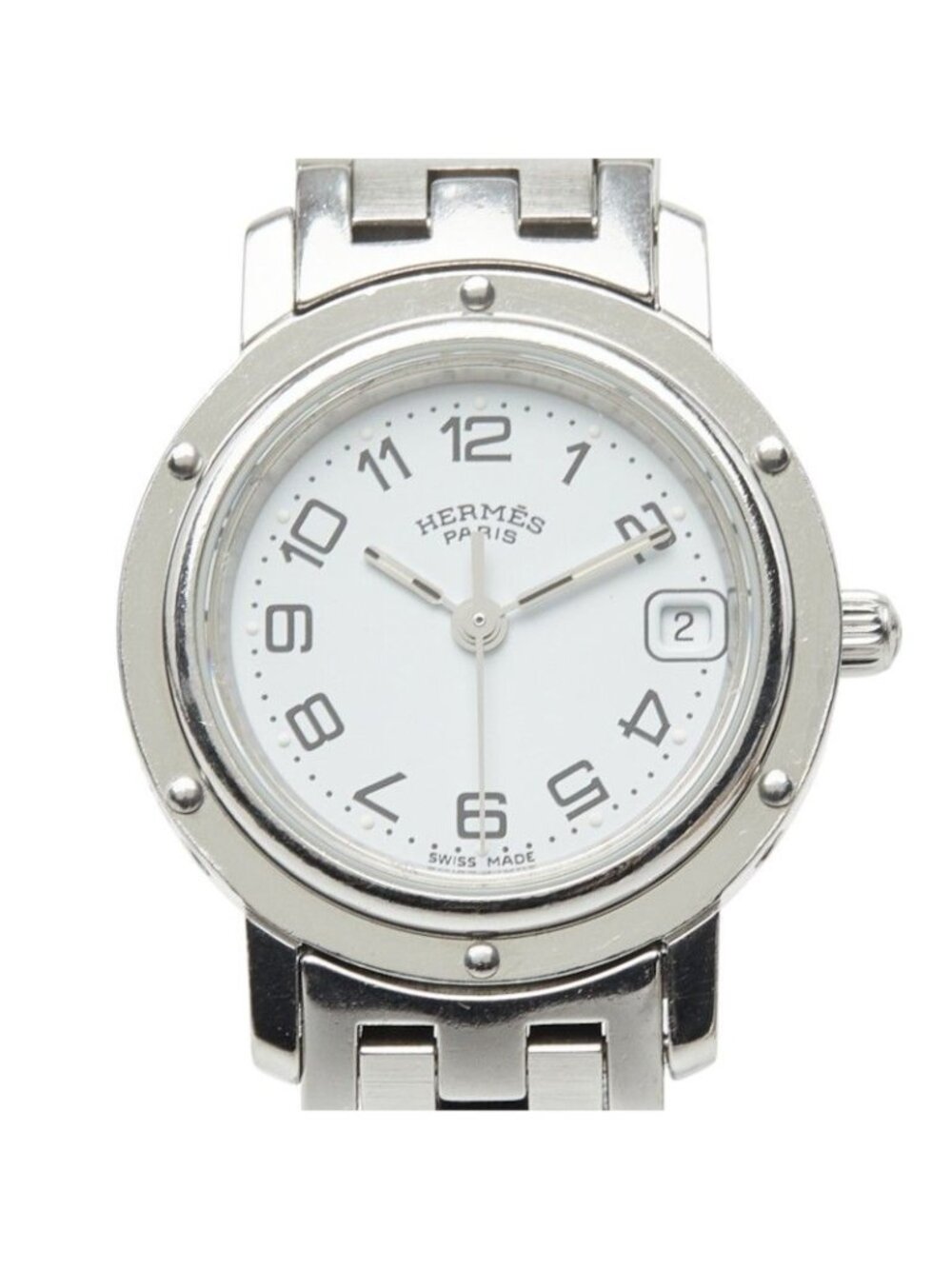 Hermes Clipper Watch White Silver Stainless Steel